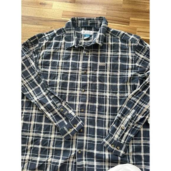 Columbia Button Up Shirt Men's 2XL Long Sleeve Plaid Blue Pocket lightweight XXL - Picture 1 of 4